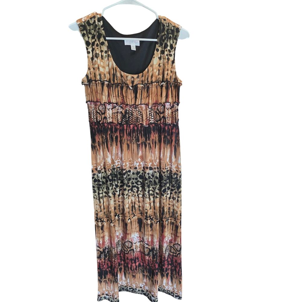 Roz‎ & Ali Maxi Dress 4 Petite Art To Wear Sleeveless Geometric Artsy Pullover